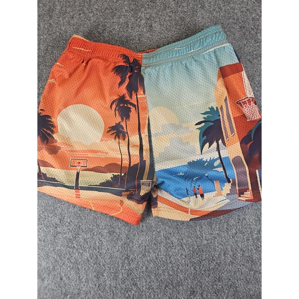 Overtime Palm Paradise Basketball Short Mens Small Mesh Athletic Streetwear 1705